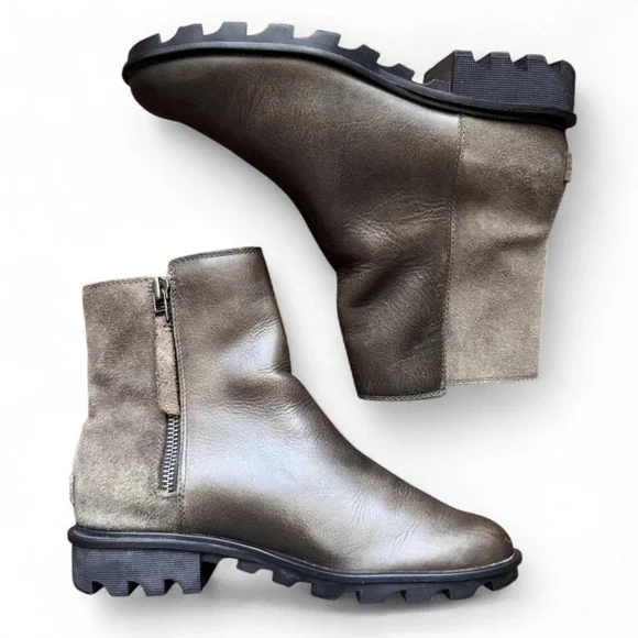 Sorel Phoenix Zip Boots Women's 9 Olive Green Leather Suede Waterproof Winter - Picture 3 of 16